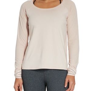 CALIA Light Pink Move Mesh Long Sleeve Workout Top Sz XS